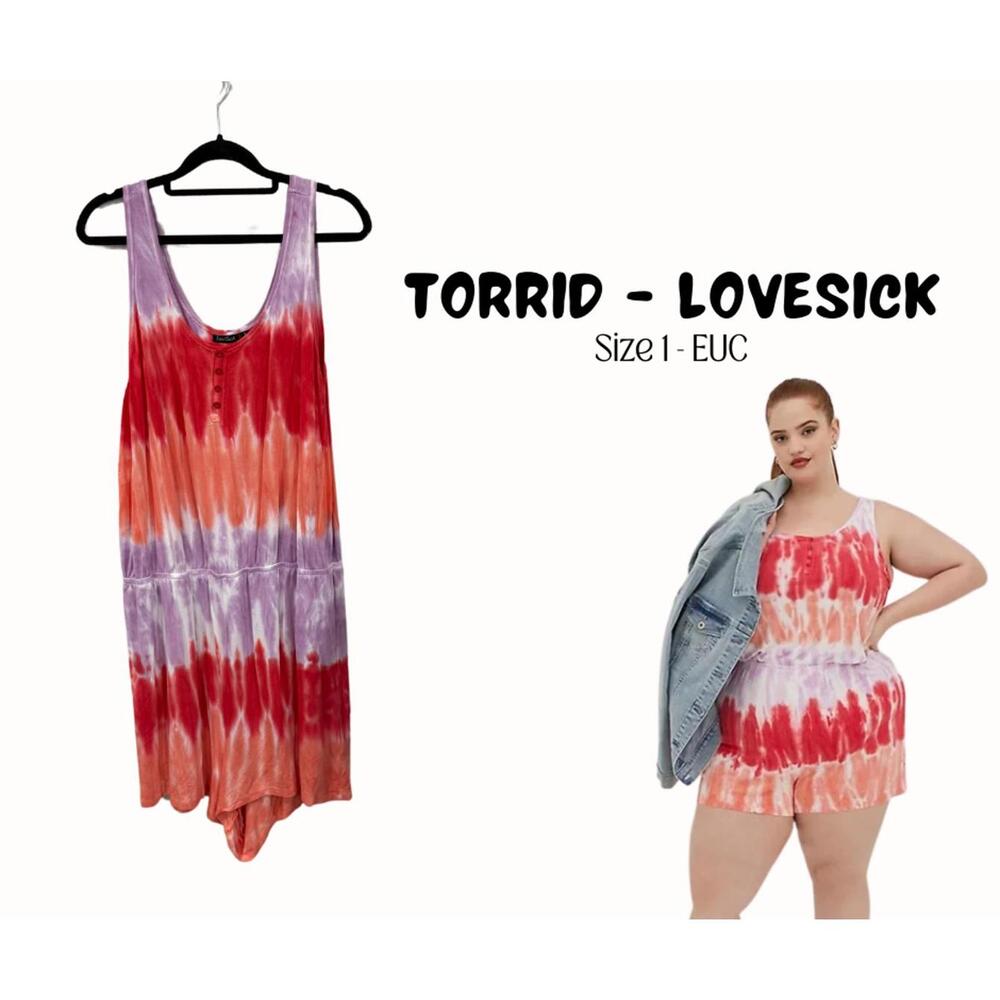 Torrid Lovesick Tie-Dye Romper Size 1 EUC
